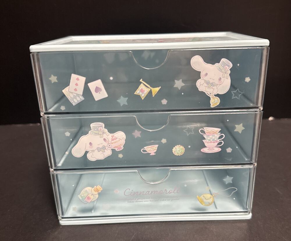 Miniso Sanrio Cinnamoroll Chest Clear Storage Box Medium Three Drawers Kawaii